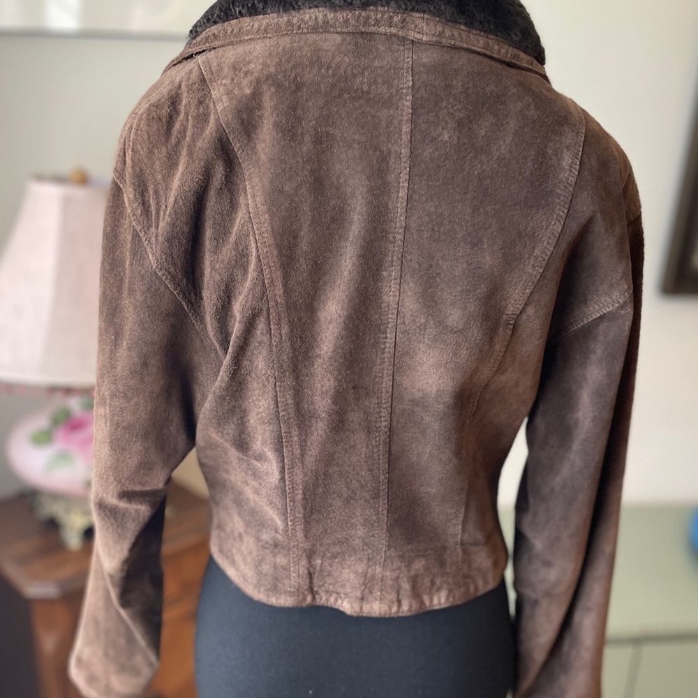 Brown leather and fur Collar Jacket - Picture 5 of 11